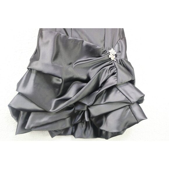 Cach'e Black Strapless Satin Party Dress-Jeweled Pin-Size 8-Whimsigoth - Picture 2 of 14